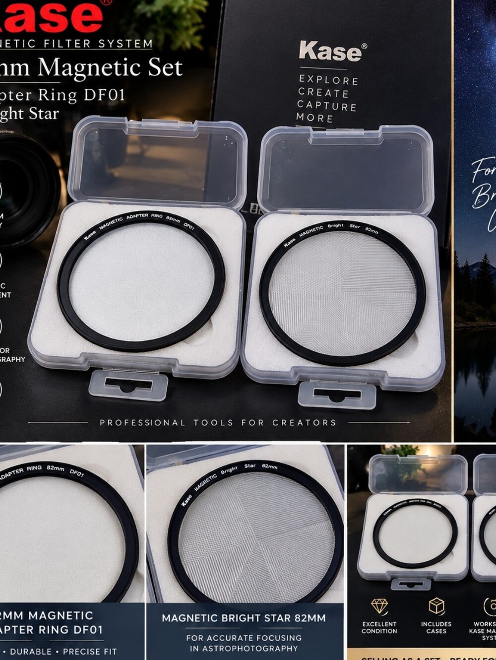 Kase 82mm Magnetic Bright Star + DF01 Adapter Ring Set
